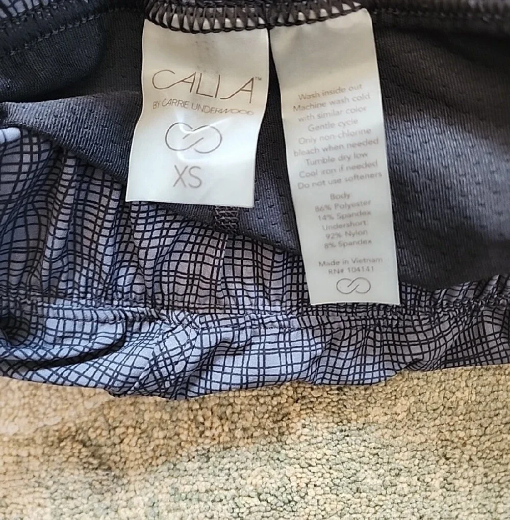 Calia, Women’s, Casual Black/Grey Plaid Elastic-Waist Skort, Sz. Small.